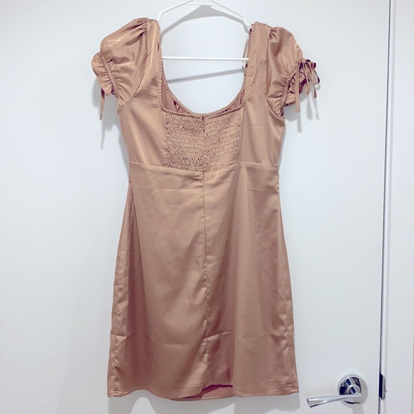 Satin Puff Sleeve Mini Dress - Picture 2 of 2